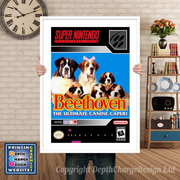 Beethoven Super Nintendo Game Inspired Theme Retro Gaming Poster