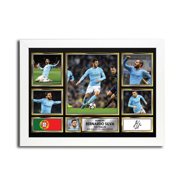 Bernardo Silva MC1566 – Black Frame Printed Signature Football Poster – Reproduction Print