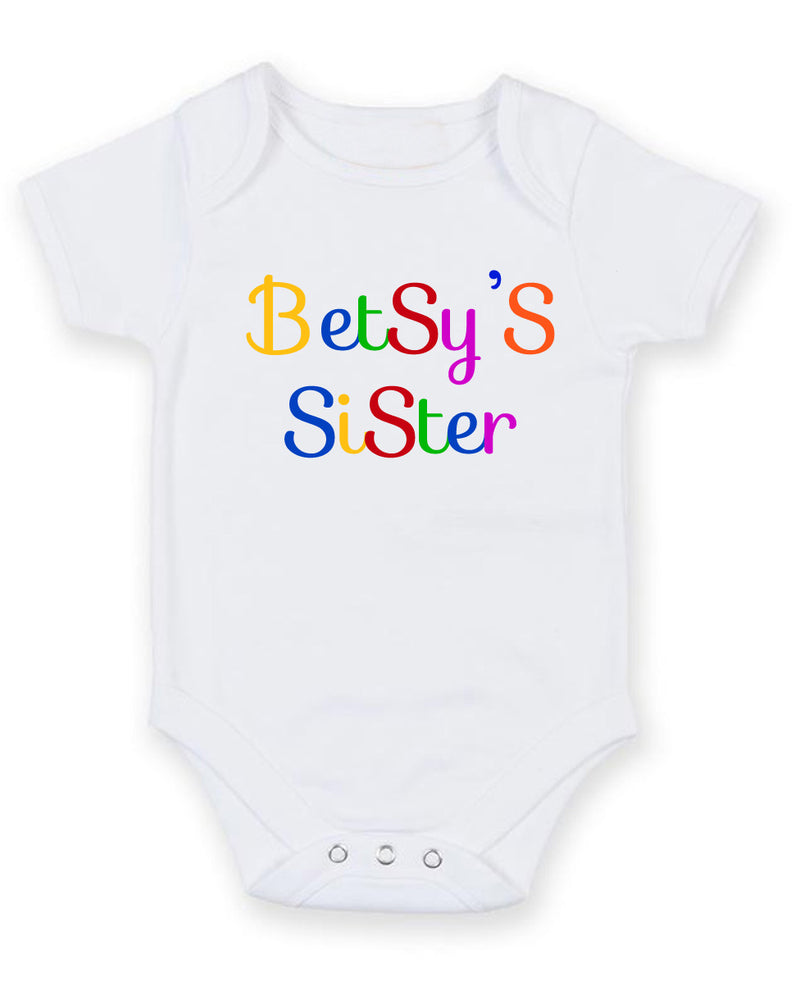 Betsys Sister Personalised Baby Boy Girl Unisex Short Sleeve Bodysuit
