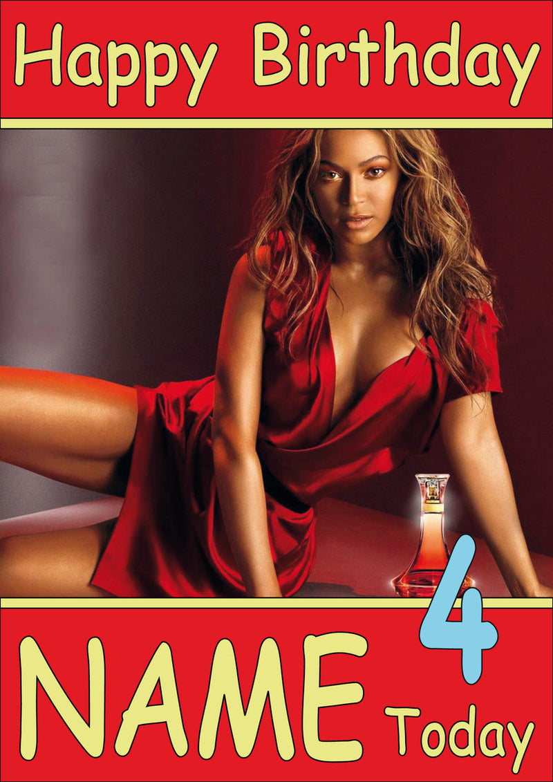 Beyonce Heat Personalised Music Style Kids Adult FUNNY Birthday Card