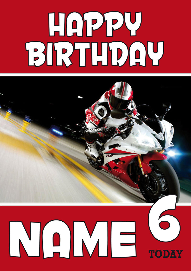 Personalised Bike Racer 2 Birthday Card