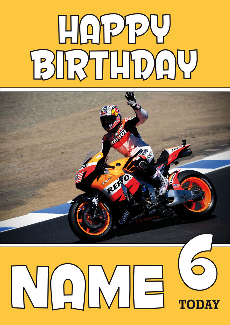 Personalised Bike Racer Birthday Card