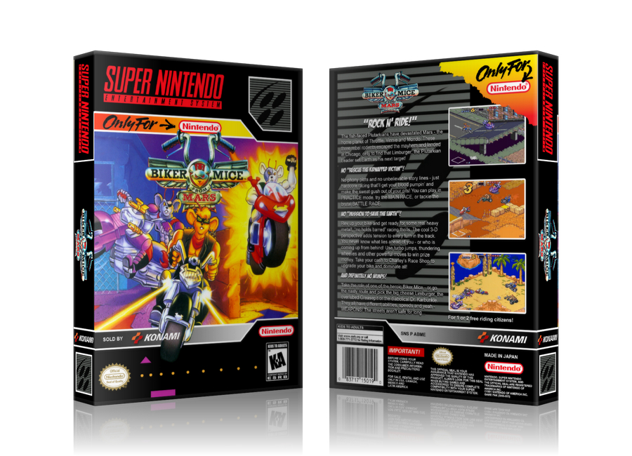 Biker Mice From Mars Replacement Nintendo SNES Game Case Or Cover – SNES Replacement Game case product image 1