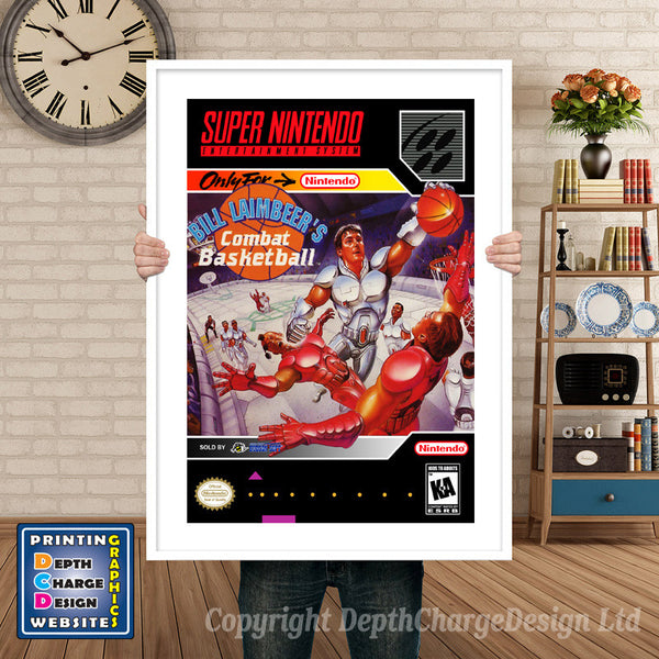 Bill Laimbeers Combat Basketball Super Nintendo Game Inspired Theme Retro