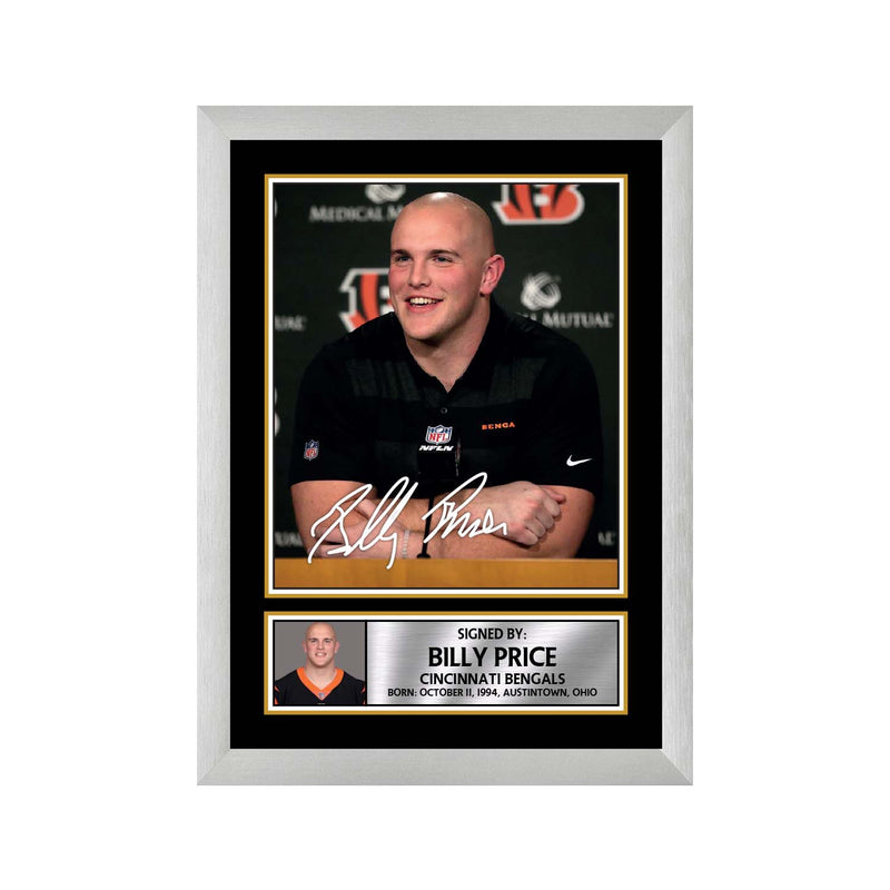 Billy Price Limited Edition Football Signed Print - American Footballer