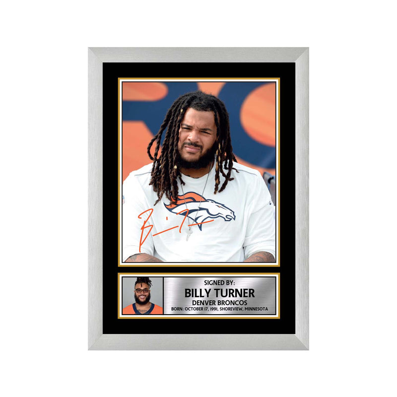 Billy Turner Limited Edition Football Signed Print - American Footballer