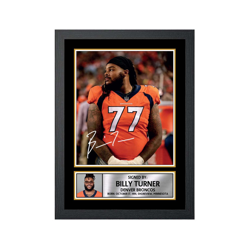 Billy Turner 2 Limited Edition Football Signed Print - American Footballer