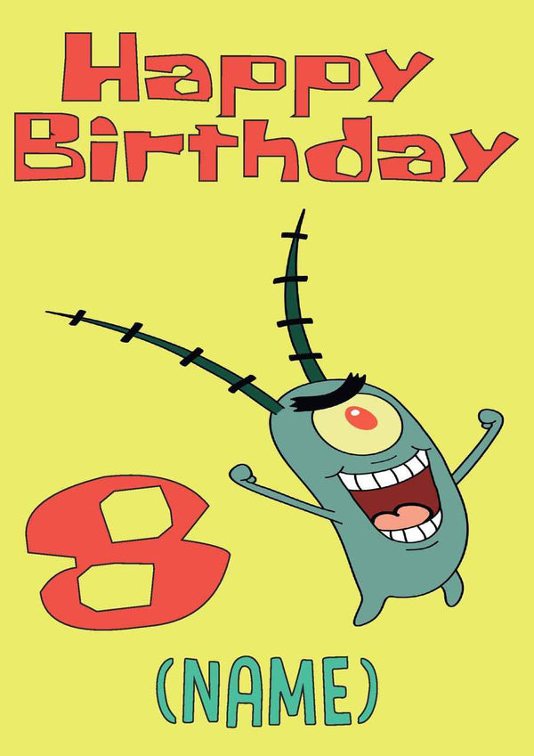 THEME INSPIRED Kids Adult Personalised Birthday Card Sponge Bob Square Pants Birthday Card 5