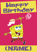 THEME INSPIRED Kids Adult Personalised Birthday Card Sponge Bob Square Pants Birthday Card 4