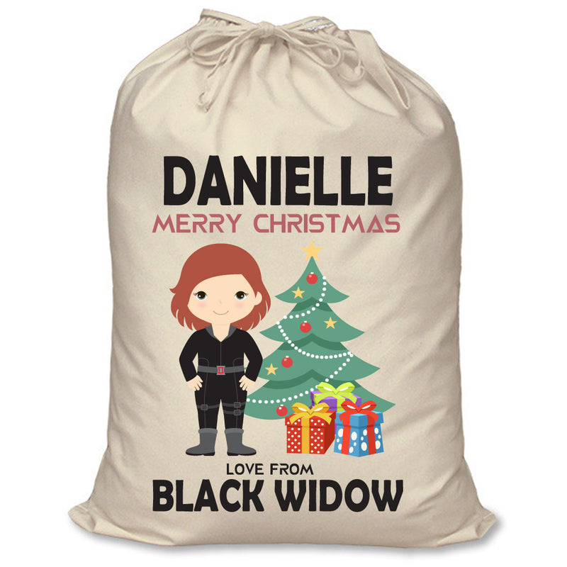 PERSONALISED Cartoon Inspired Super Hero Black Spider DANIELLE - XL Children's Christmas Santa Sack CUSTOMISE Present