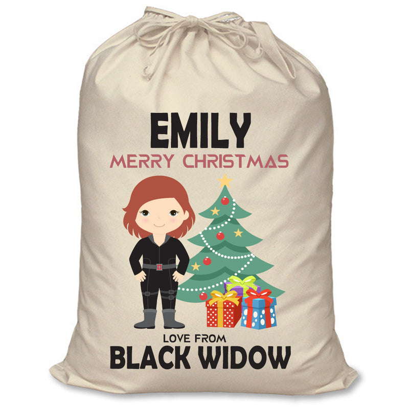 PERSONALISED Cartoon Inspired Super Hero Black Spider EMILY - XL Children's Christmas Santa Sack CUSTOMISE Present