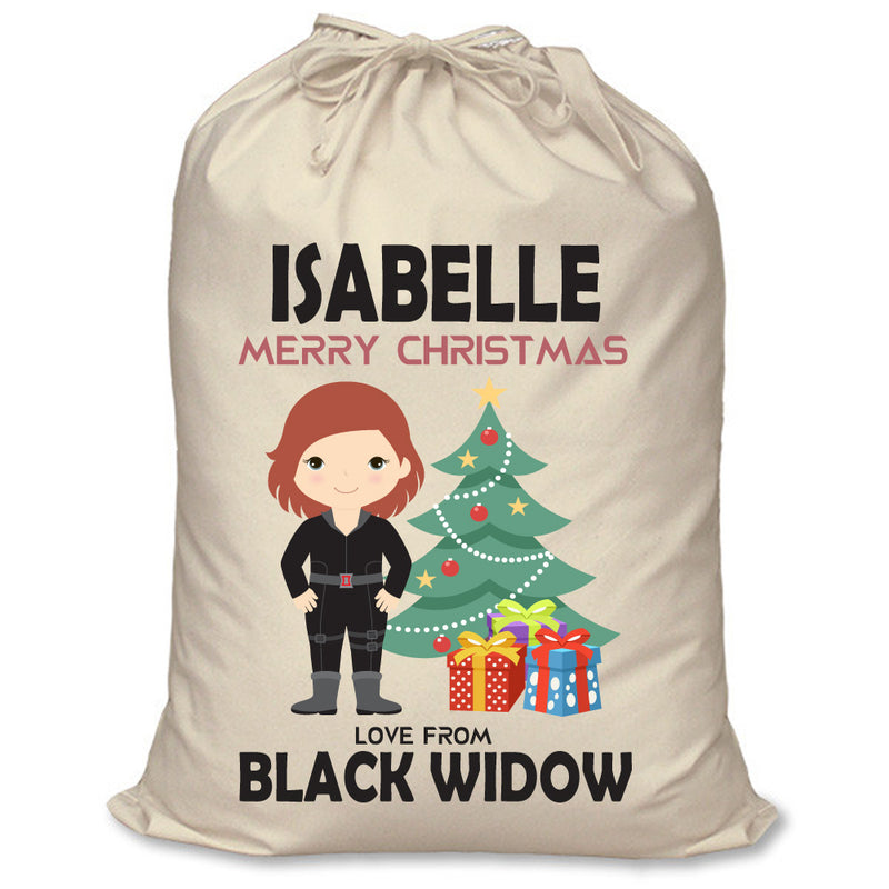 PERSONALISED Cartoon Inspired Super Hero Black Spider ISABELLE - XL Children's Christmas Santa Sack CUSTOMISE Present