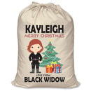 PERSONALISED Cartoon Inspired Super Hero Black Spider KAYLEIGH - XL Children's Christmas Santa Sack CUSTOMISE Present