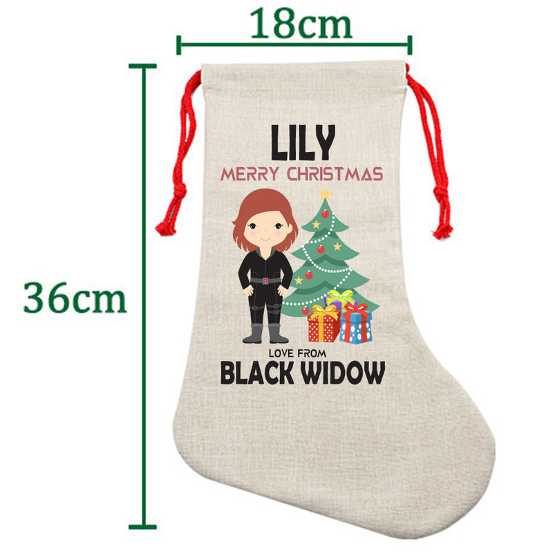 PERSONALISED Cartoon Inspired Super Hero Black Spider LILY HIGH QUALITY Large CHRISTMAS STOCKING - Any Name you want!