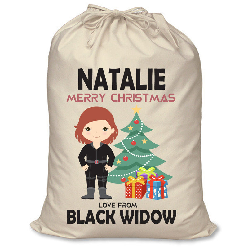PERSONALISED Cartoon Inspired Super Hero Black Spider NATALIE - XL Children's Christmas Santa Sack CUSTOMISE Present