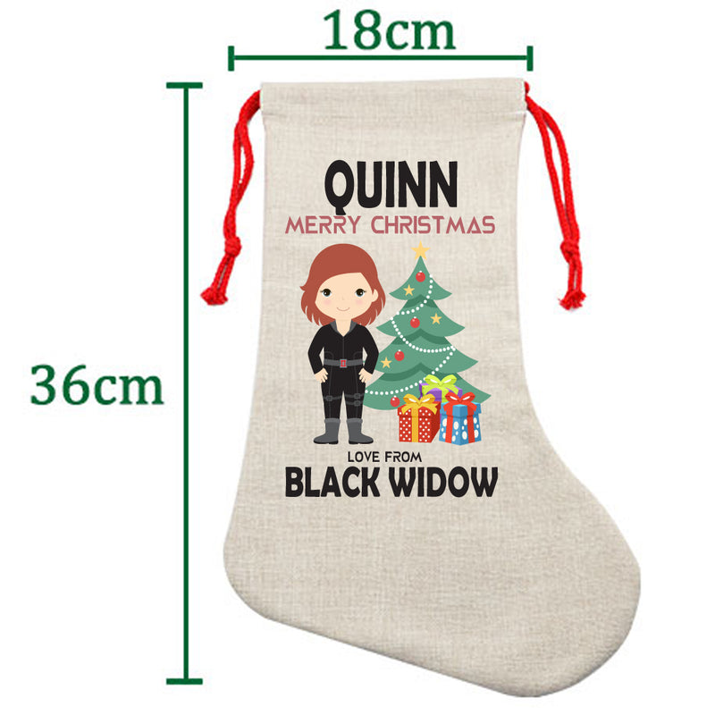 PERSONALISED Cartoon Inspired Super Hero Black Spider QUINN HIGH QUALITY Large CHRISTMAS STOCKING - Any Name you want!