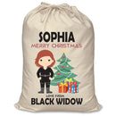PERSONALISED Cartoon Inspired Super Hero Black Spider SOPHIA - XL Children's Christmas Santa Sack CUSTOMISE Present
