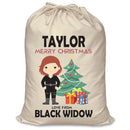 PERSONALISED Cartoon Inspired Super Hero Black Spider TAYLOR - XL Children's Christmas Santa Sack CUSTOMISE Present