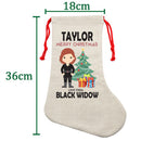 PERSONALISED Cartoon Inspired Super Hero Black Spider TAYLOR HIGH QUALITY Large CHRISTMAS STOCKING - Any Name you want!