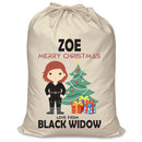 PERSONALISED Cartoon Inspired Super Hero Black Spider ZOE - XL Children's Christmas Santa Sack CUSTOMISE Present