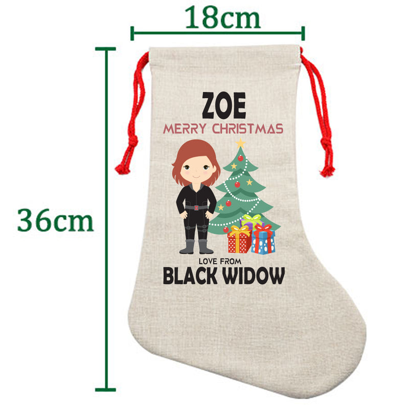PERSONALISED Cartoon Inspired Super Hero Black Spider ZOE HIGH QUALITY Large CHRISTMAS STOCKING - Any Name you want!