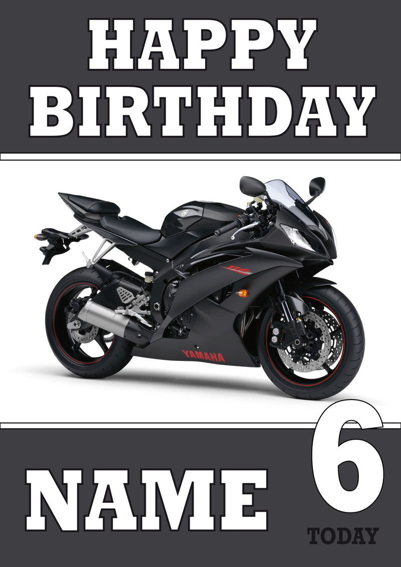 Personalised Black Bike Birthday Card