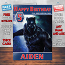 Black Panther Artwork Theme Style Personalised Kids Inspired Movie Birthday Card (SA)