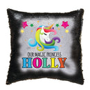 Unicorn 107 Personalised Jet Black Magic Cushion including cushion insert