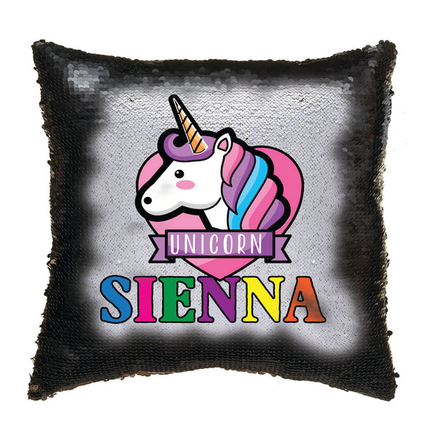 Unicorn 117 Personalised Jet Black Magic Cushion including cushion insert
