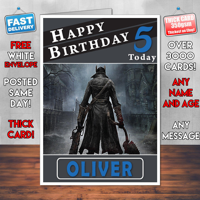 Personalised Bloodborne 2 Inspired Style Game Kids Inspired Birthday Card (SA)