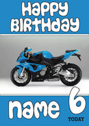 Personalised Blue Bike Birthday Card 2