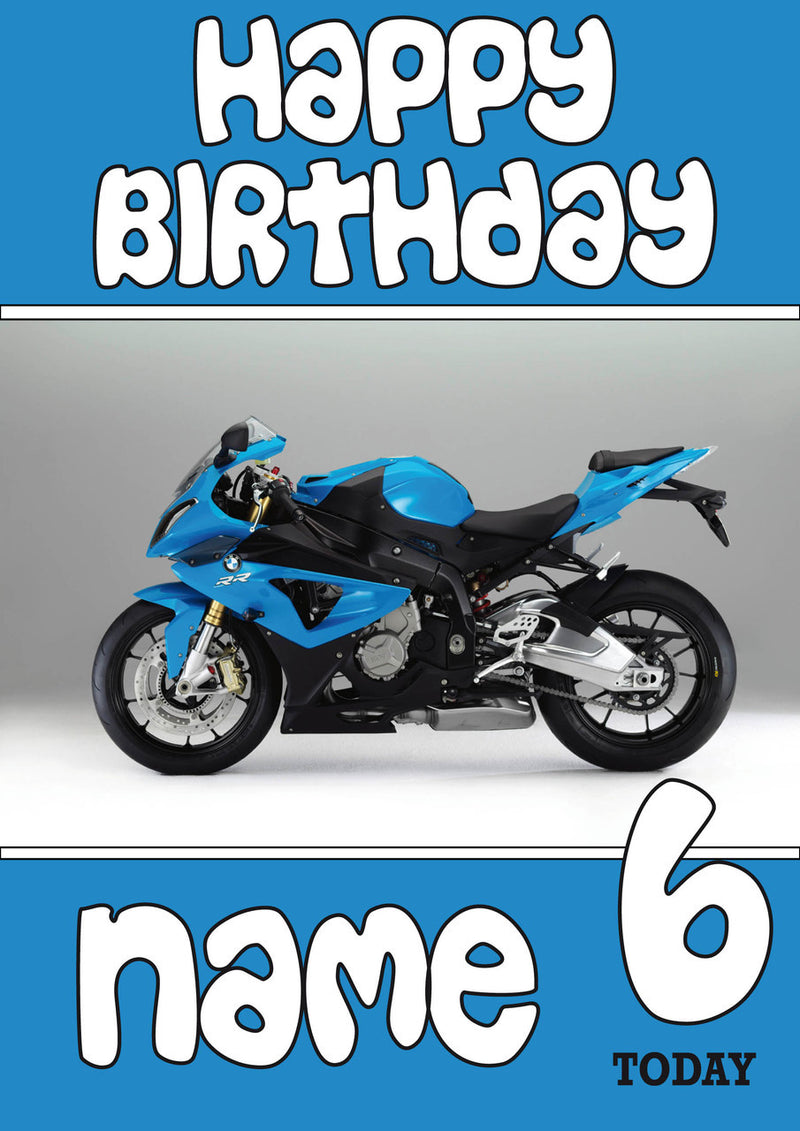 Personalised Blue Bike Birthday Card 2