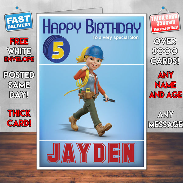 Bob The Builder 11 Style Theme Personalised Kidshows Birthday Card (SA)