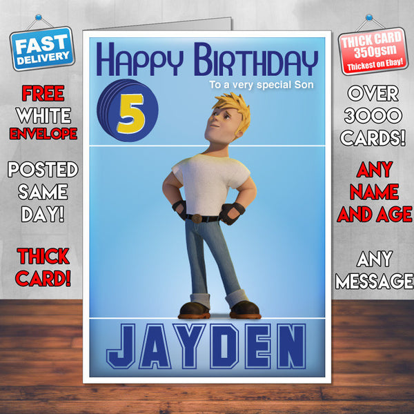 Bob The Builder 9 Style Theme Personalised Kidshows Birthday Card (SA)