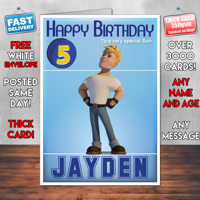 Bob The Builder 9 Style Theme Personalised Kidshows Birthday Card (SA)