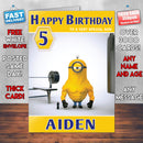 Bodybuilder Minion Despicable Me Theme Style Personalised Kids Inspired Movie Birthday Card (SA)