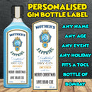 PERSONALISED Bombay Saphire Gin Bottle Label - custom name bottle lables