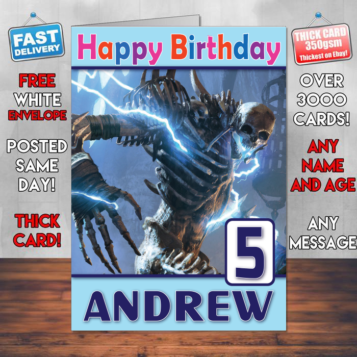 Personalised Bone Colossus Elder Scrolls Legends Inspired Style Game Kids Inspired Birthday Card (SA)