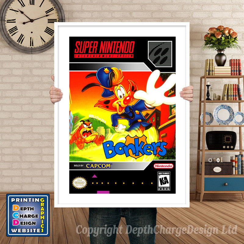 Bonkers Super Nintendo GAME INSPIRED THEME Retro Gaming Poster A4 A3 A2 Or A1
