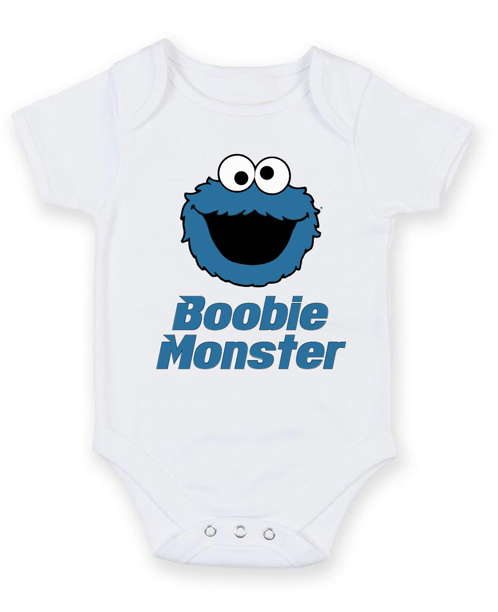 Boobie Monster Personalised Baby Boy Girl Unisex Short Sleeve Bodysuit