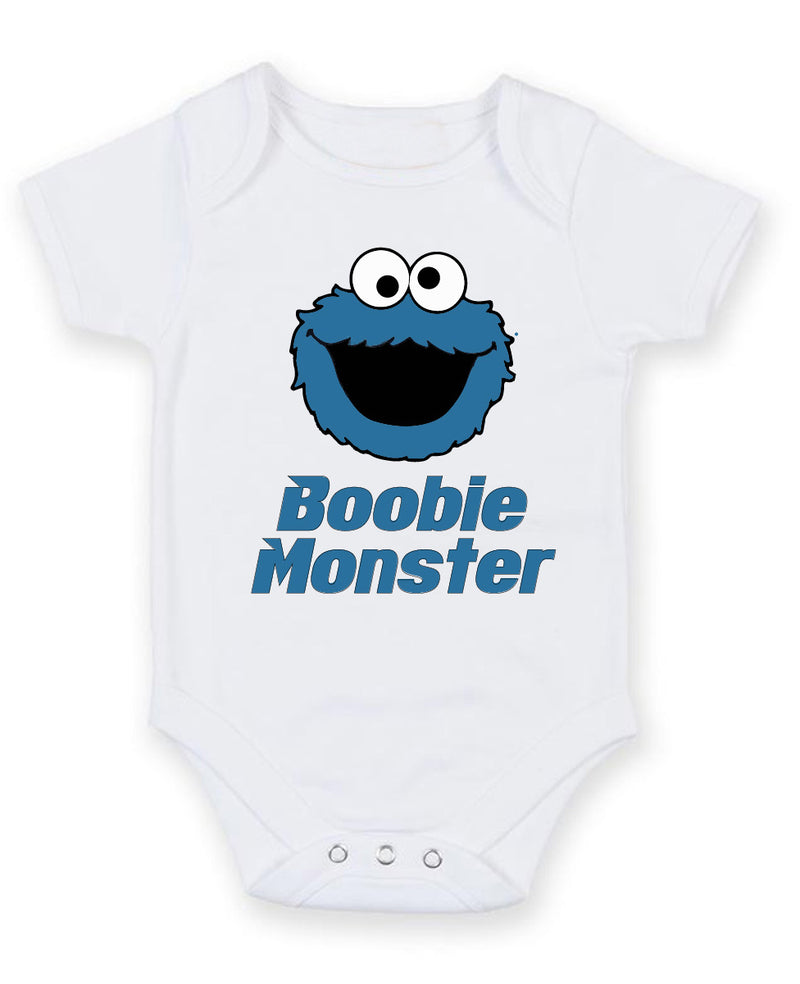 Boobie Monster Personalised Baby Boy Girl Unisex Short Sleeve Bodysuit