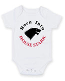Born Into House Stark Personalised Baby Boy Girl Unisex Short Sleeve Bodysuit