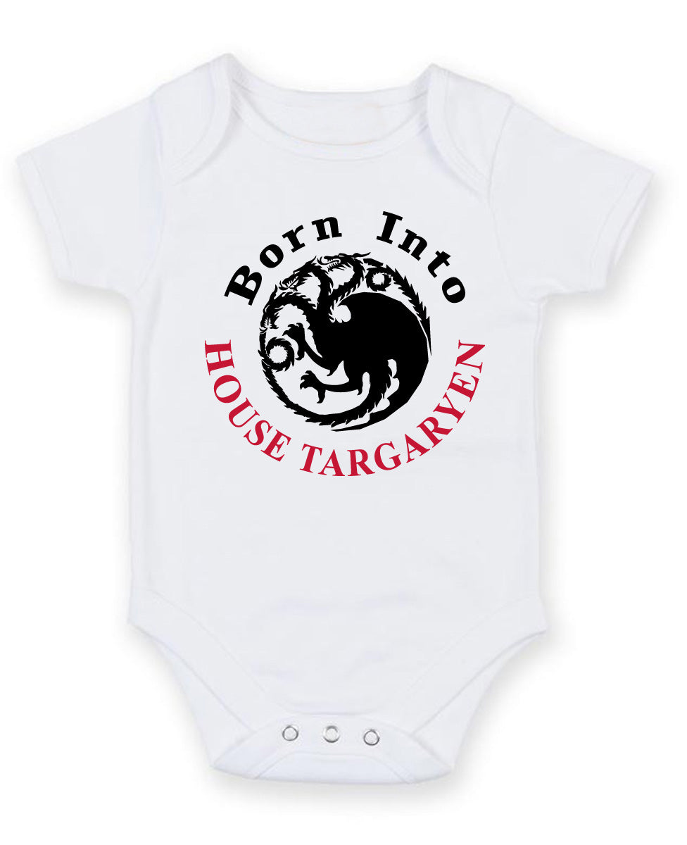 Born Into House Targaryen Personalised Baby Boy Girl Unisex Short Sleeve Bodysuit