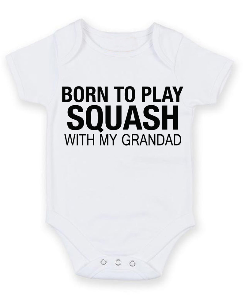 Born to Play Squash with My Grandad Baby Grow Bodysuit