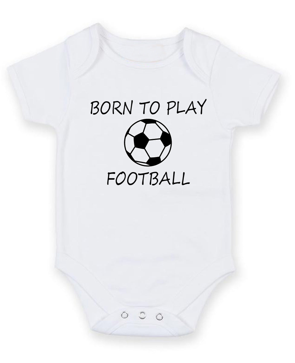 Born To Play Football Personalised Baby Boy Girl Unisex Short Sleeve Bodysuit
