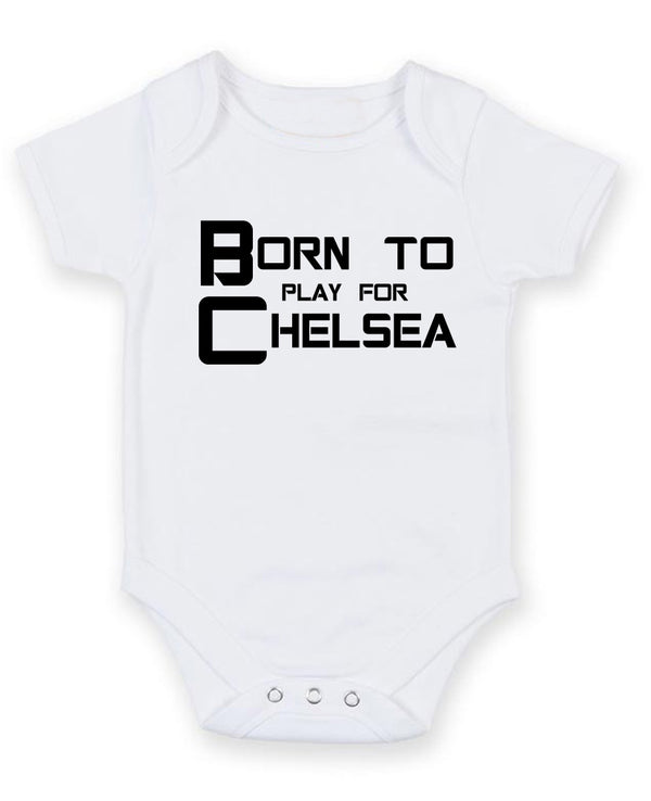 Born To Play For Chelsea Personalised Baby Boy Girl Unisex Short Sleeve Bodysuit