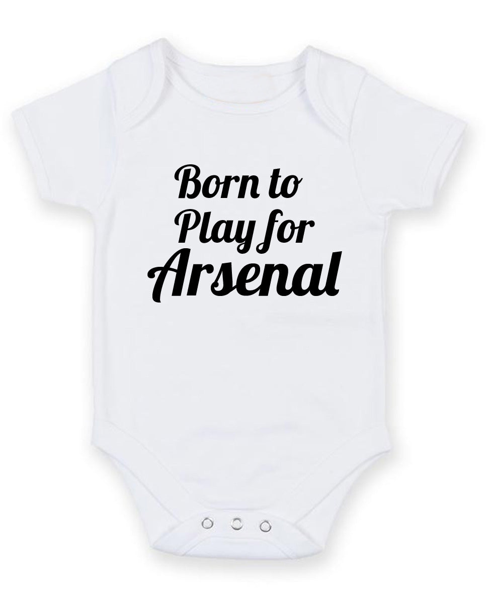 Born To Play For Arsenal Personalised Baby Boy Girl Unisex Short Sleeve Bodysuit