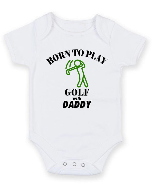 Born To Play Golf Personalised Baby Boy Girl Unisex Short Sleeve Bodysuit