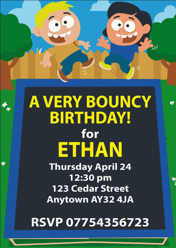 10 X Personalised Printed Bounce INSPIRED STYLE Invites