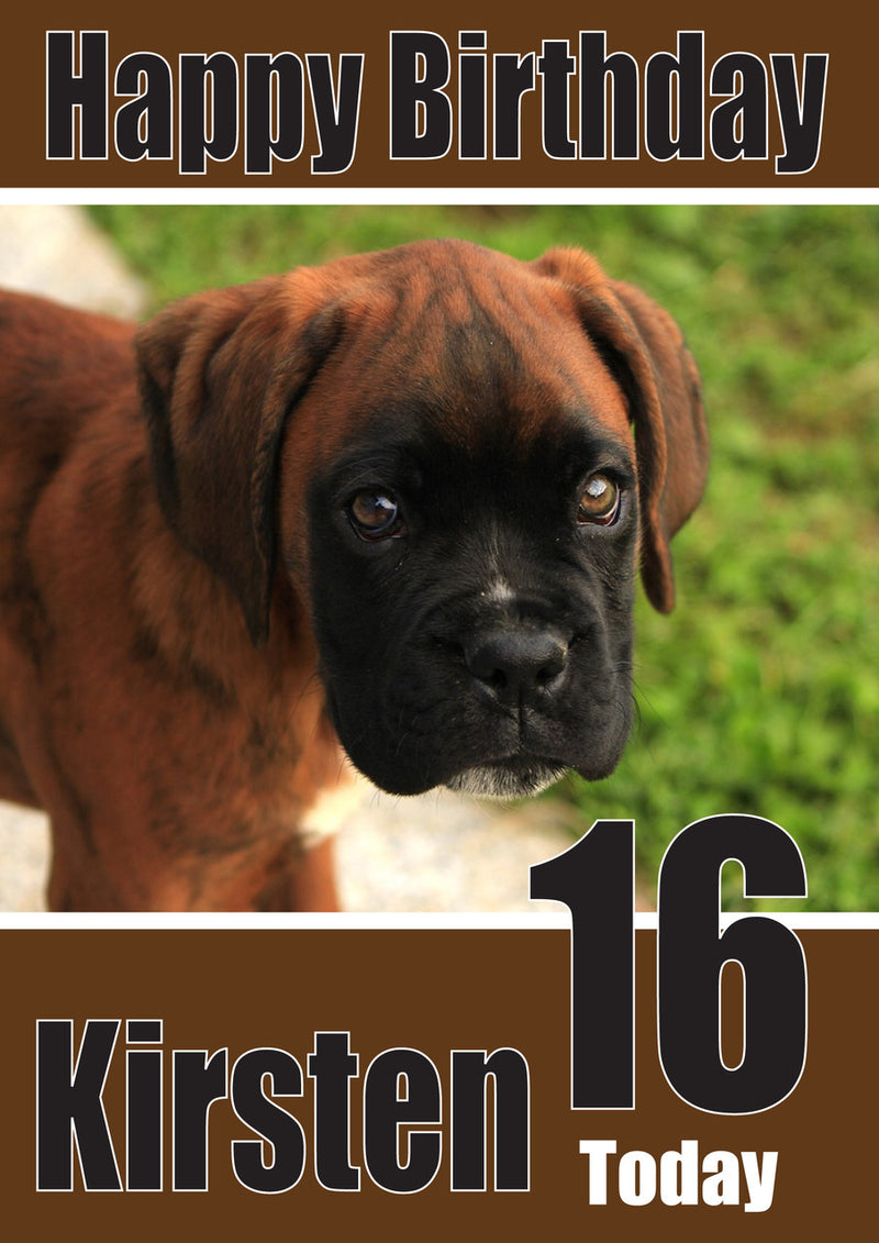 Boxer Pup DOGS AND Funny Puppy Kids Adult Personalised Birthday Card